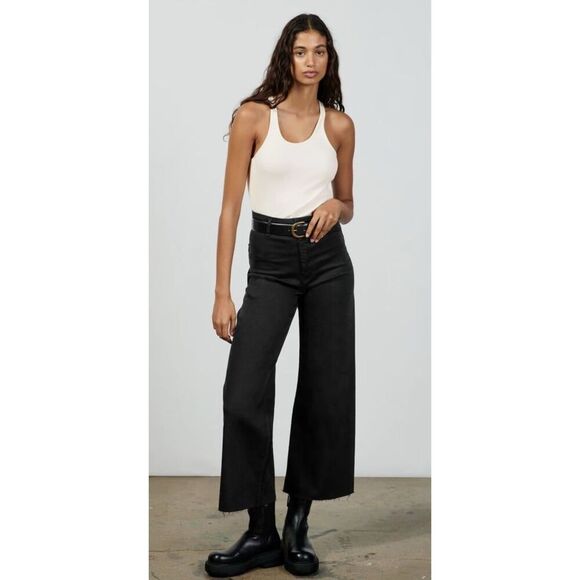 ZARA marine barrel leg black high waist jeans, Sz 0, $99 F39 - Picture 1 of 11